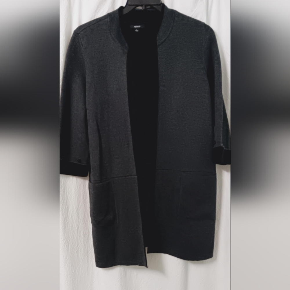 ALFANI Gray 3/4 Sleeve Open Cardigan Size L